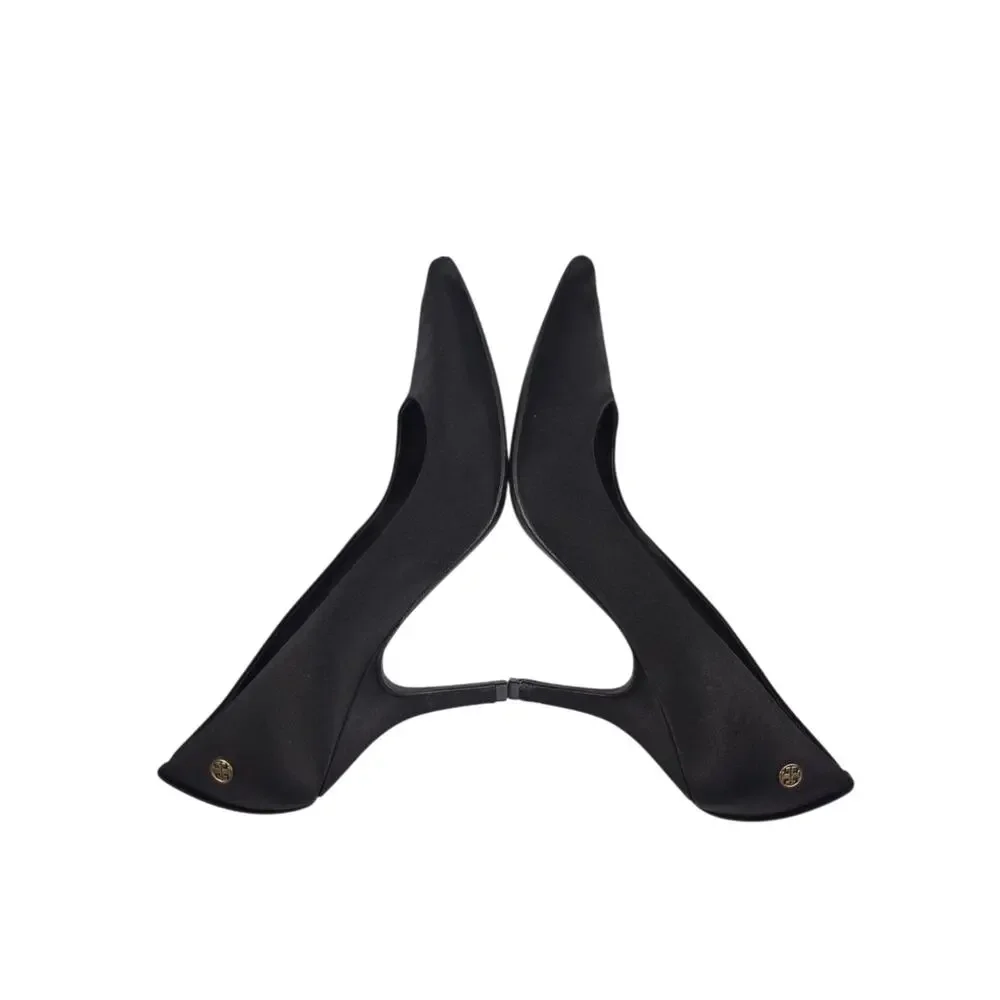 Tory Burch Satin Heels Black Pointed Toe Pumps